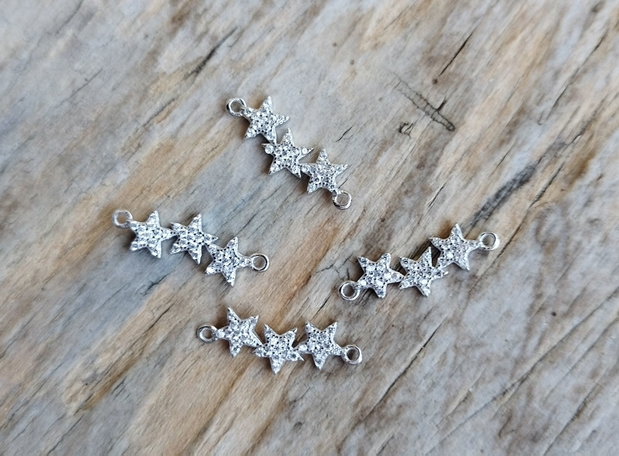 Link argint rodiat cu zirconii, stelute 20x7 mm