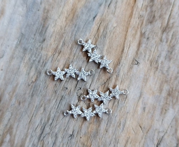 Link argint rodiat cu zirconii, stelute 20x7 mm