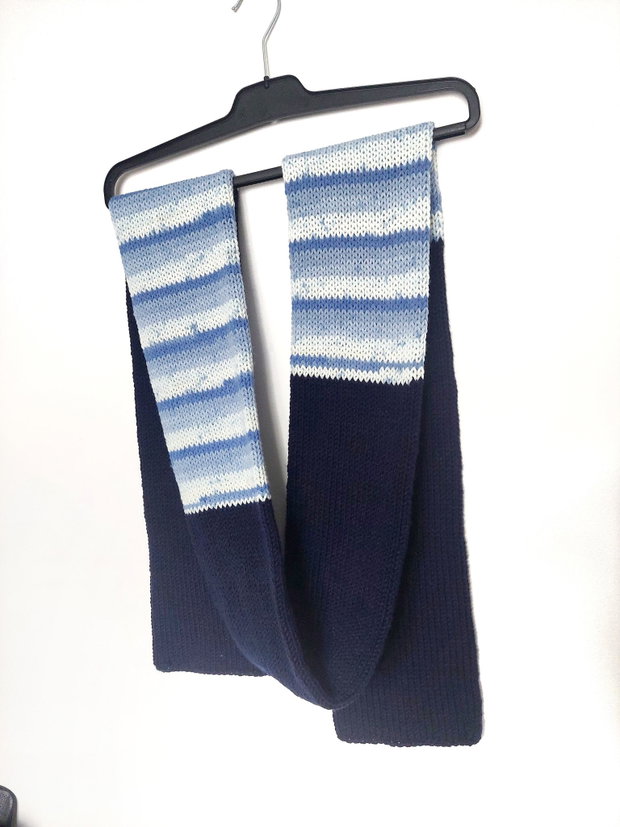 Fular tricotat lung dungi albastru bleumarin unisex