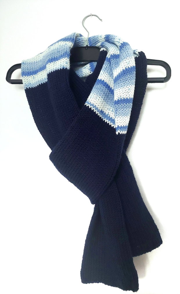 Fular tricotat lung dungi albastru bleumarin unisex