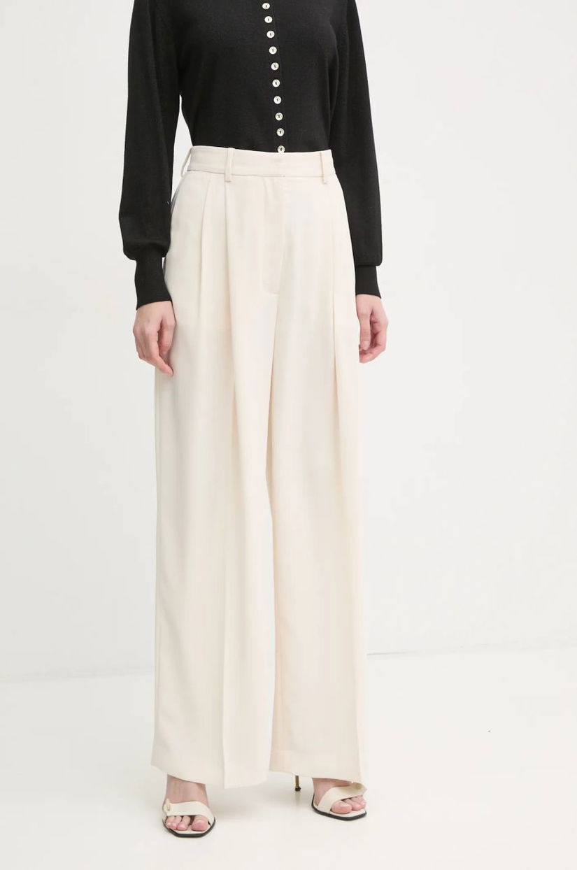 Day Birger et Mikkelsen pantaloni Enzo femei, culoarea bej, lat, high waist, DAY100428