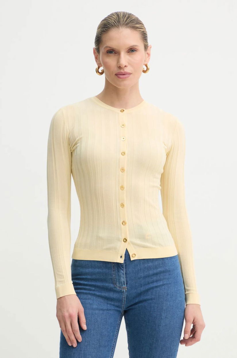 Elisabetta Franchi cardigan femei, culoarea galben, light, MK41S51E2