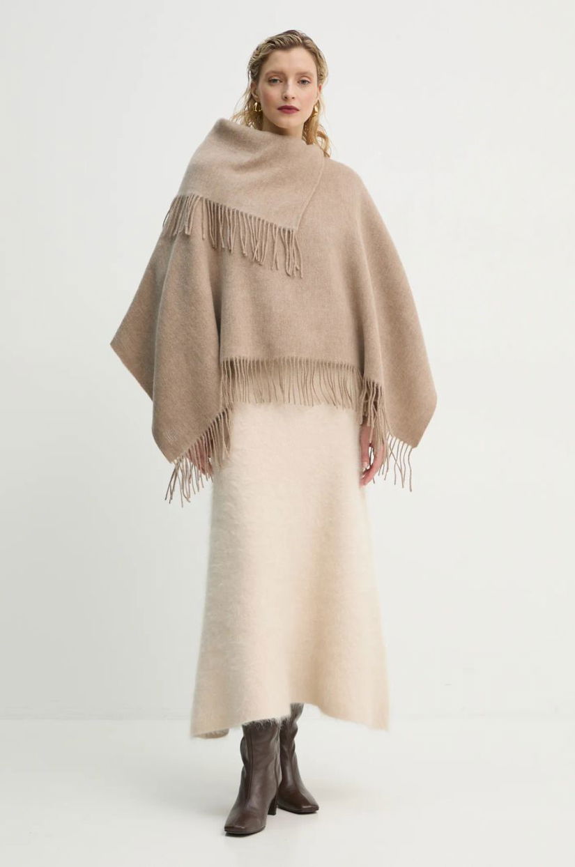 By Malene Birger poncho de lana TURTMA culoarea bej, light, Q70455023Z