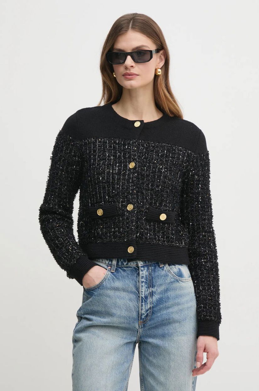 Karl Lagerfeld cardigan din amestec de lana culoarea negru, A1W18059