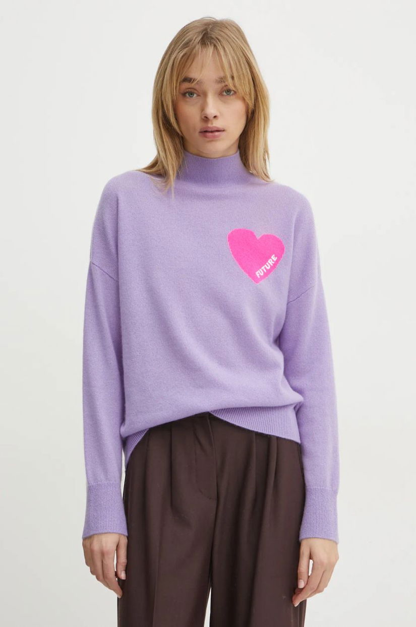 FROM FUTURE pulover de casmir culoarea violet, light, cu turtleneck, WPM00746