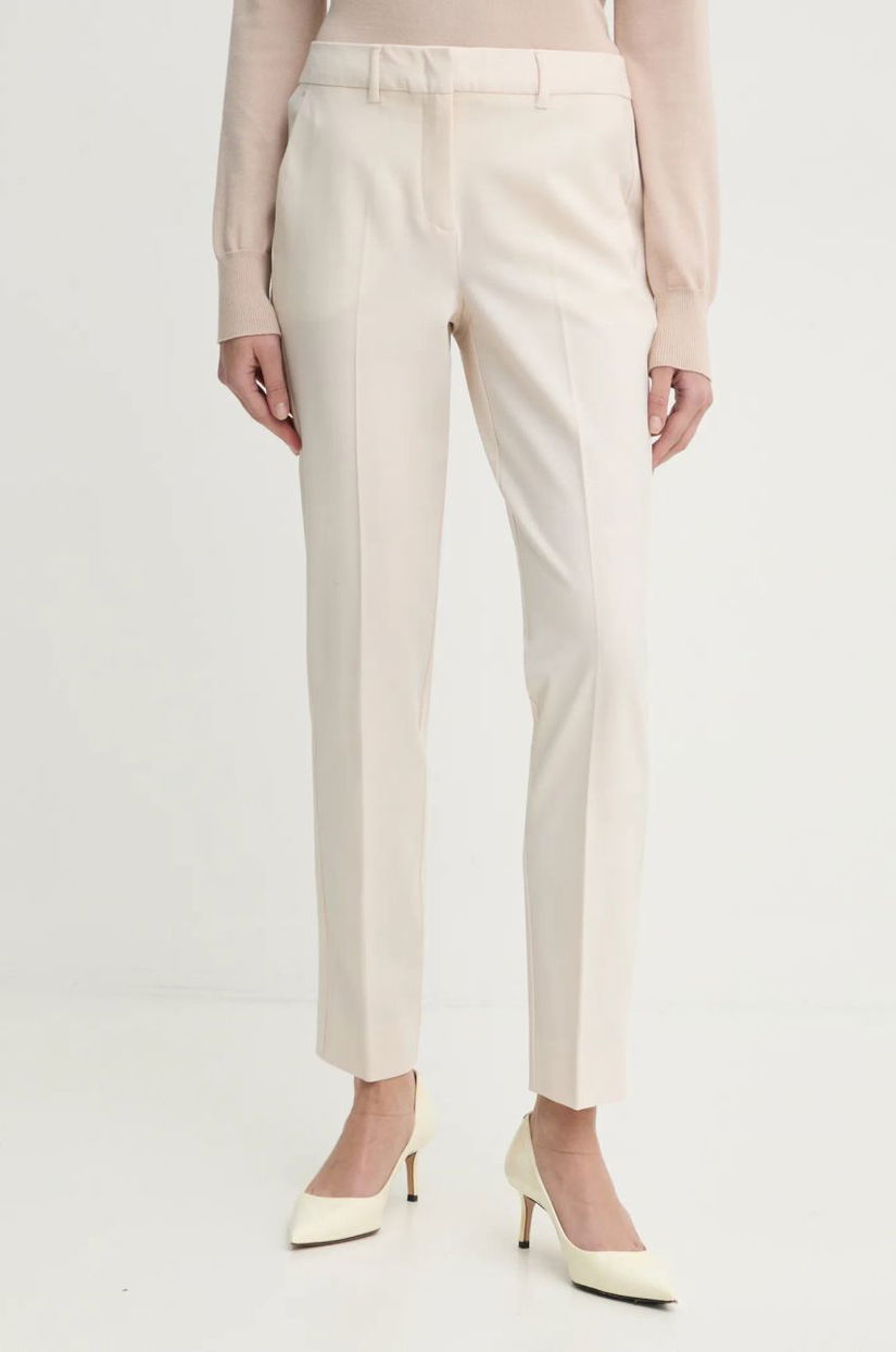 Marella pantaloni din lână culoarea bej, fason chinos, high waist, 2423136052200