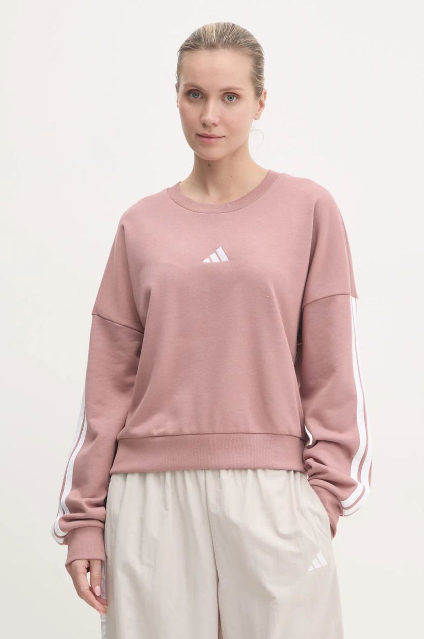 adidas bluză Essentials femei, culoarea roz, cu imprimeu, JD5288