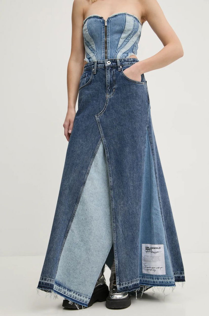 Karl Lagerfeld Jeans fustă din denim maxi, evazată, A1W12032