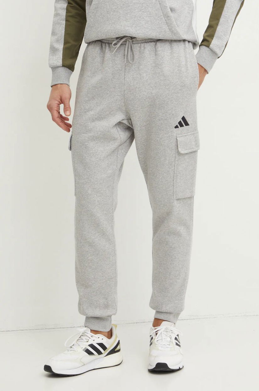 adidas pantaloni de trening Feelcozy culoarea gri, melanj, JE3823