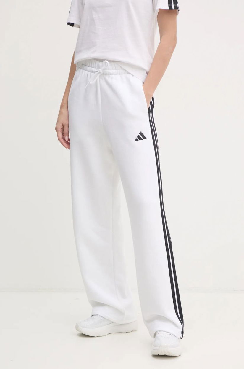 adidas pantaloni de trening Essentials culoarea alb, cu imprimeu, JE1301