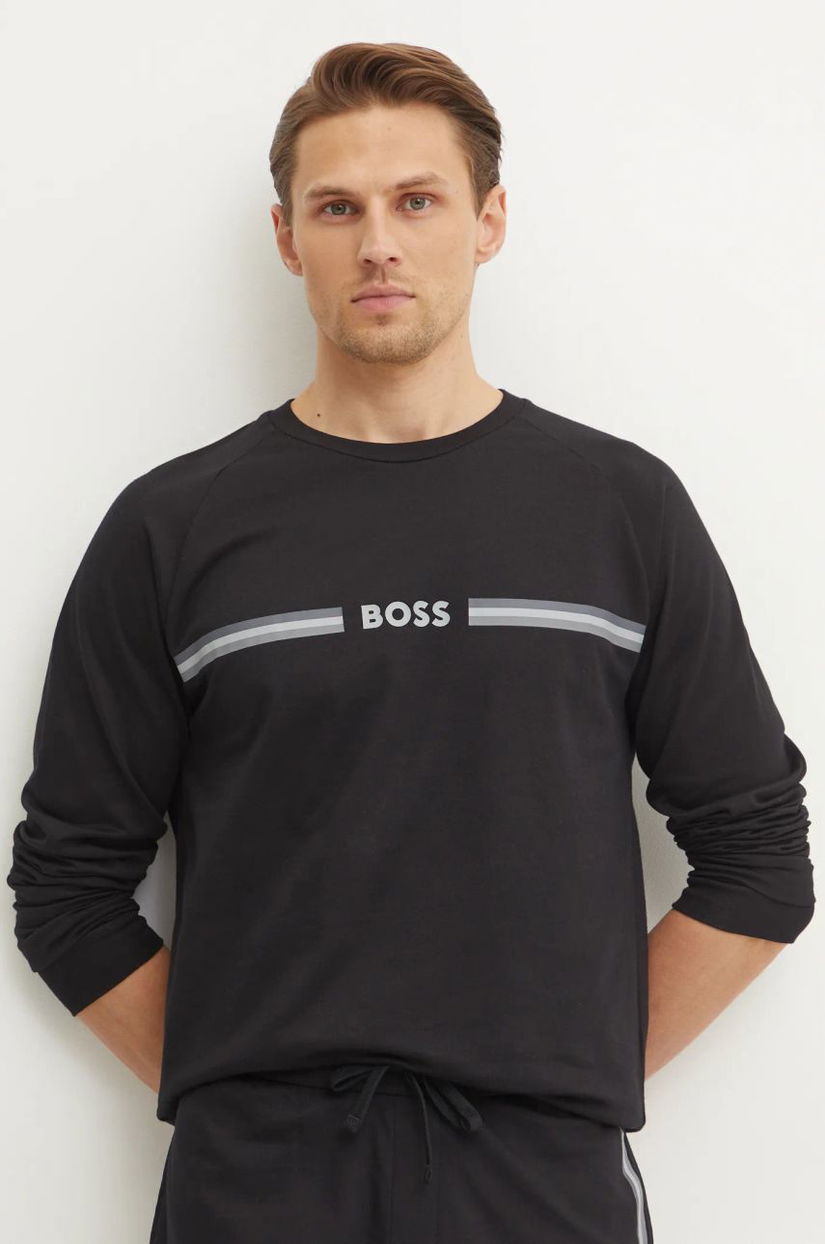 BOSS hanorac de bumbac bărbați, culoarea negru, cu imprimeu, 50535780