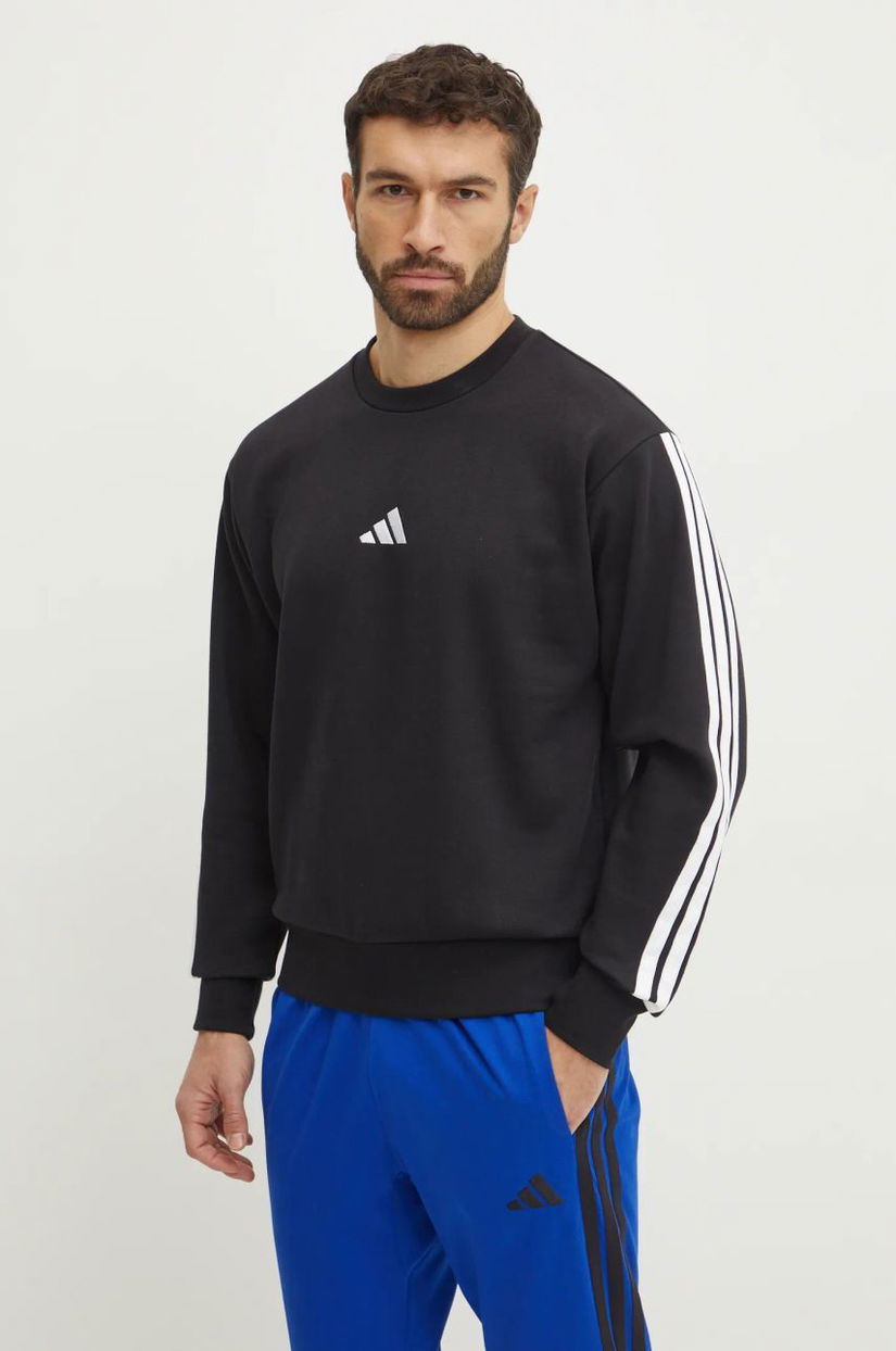 adidas bluză Essentials bărbați, culoarea negru, cu imprimeu, JE6304