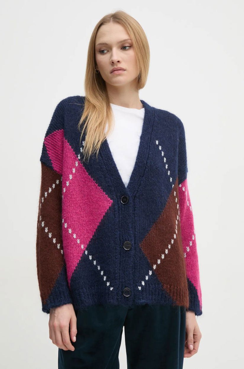 United Colors of Benetton cardigan din amestec de lana culoarea albastru marin, 1142E604I