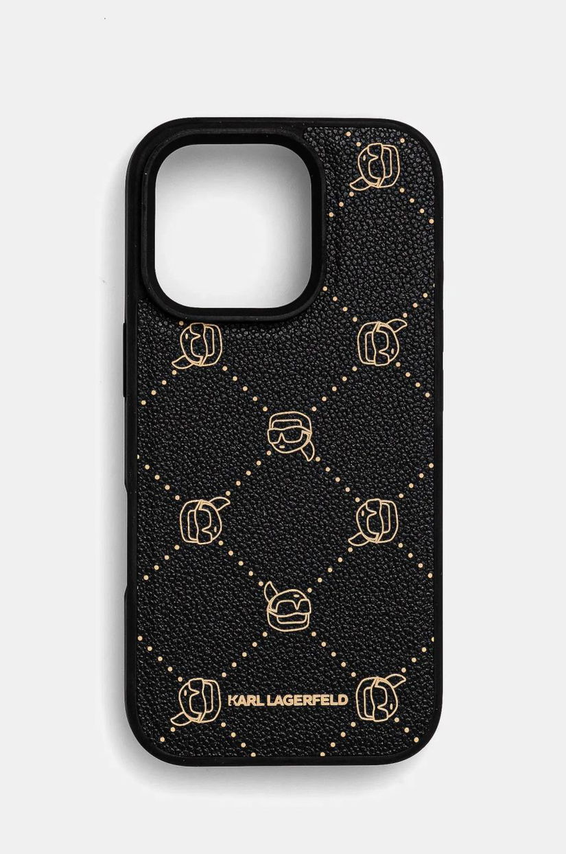 Karl Lagerfeld husă pentru telefon iPhone 16 Pro 6.3 culoarea negru, KLHMP16LPGKHPHK