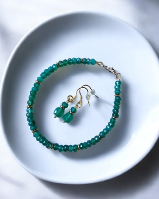 Set bratara si cercei din onix verde