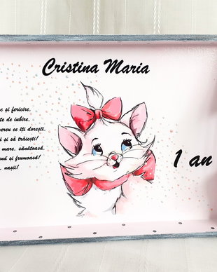 Tavita de mot fetita cu pisicuta Marie