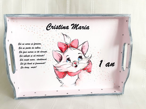 Tavita de mot fetita cu pisicuta Marie