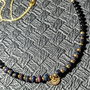 Colier vermeil opal de foc etiopian negru onix charm lant argint placat cu aur minimalist boho chic trendy cadou - Transport gratuit
