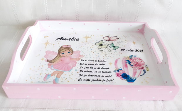 Tavita de mot fetita cu rochiță roz