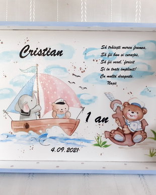 Tavita de mot baietel cu ursulețul marinar