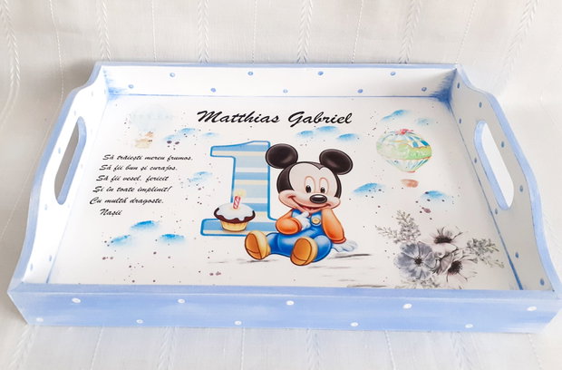 Tavita de mot baietel cu Mickey și cifra 1