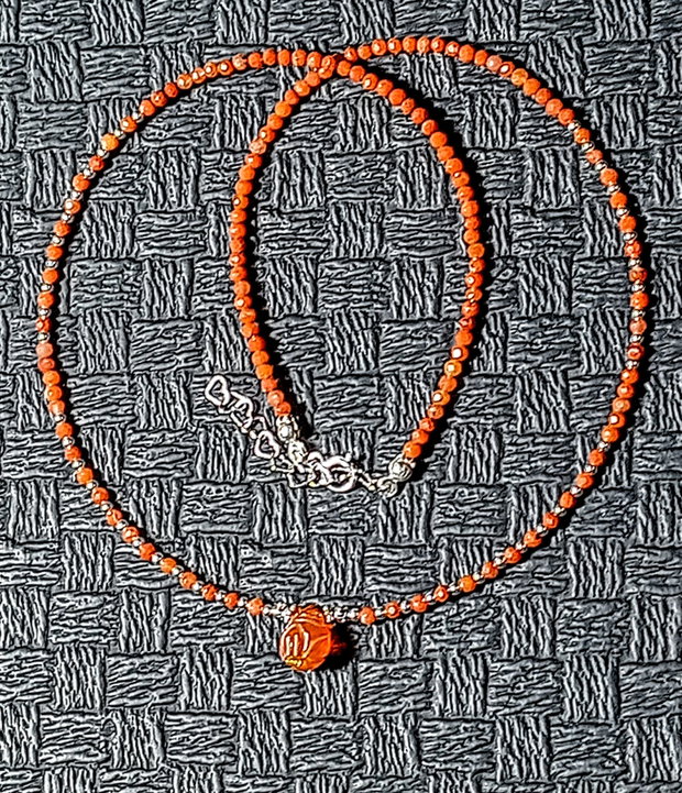 Colier argint opal de foc etiopian gravat agata rosie naturala minimalist boho chic trendy - Transport gratuit