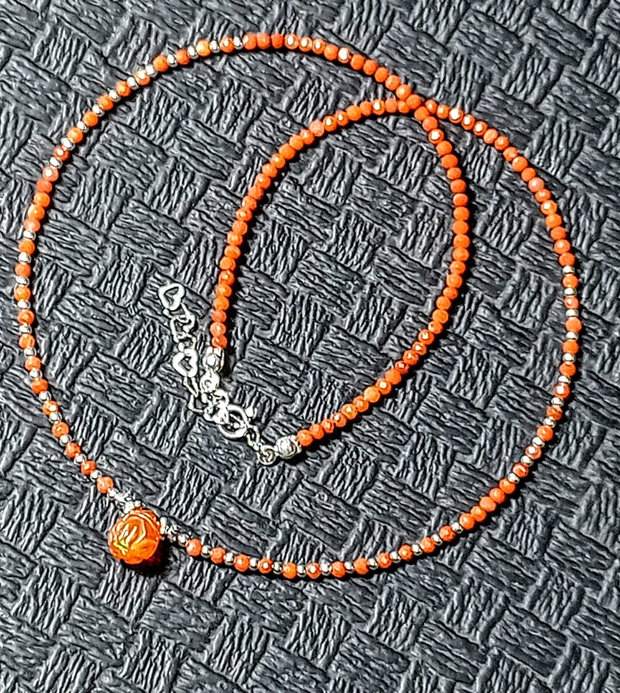 Colier argint opal de foc etiopian gravat agata rosie naturala minimalist boho chic trendy - Transport gratuit