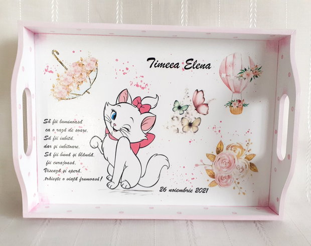 Tavita de mot fetita cu pisicuta Marie