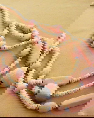 colier margele lemn pastelate