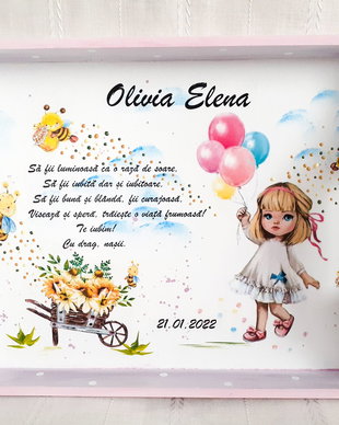 Tavita de mot fetita cu baloane