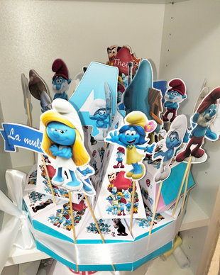 Cutie felie de tort decorativ festiv Smurf / strunfi