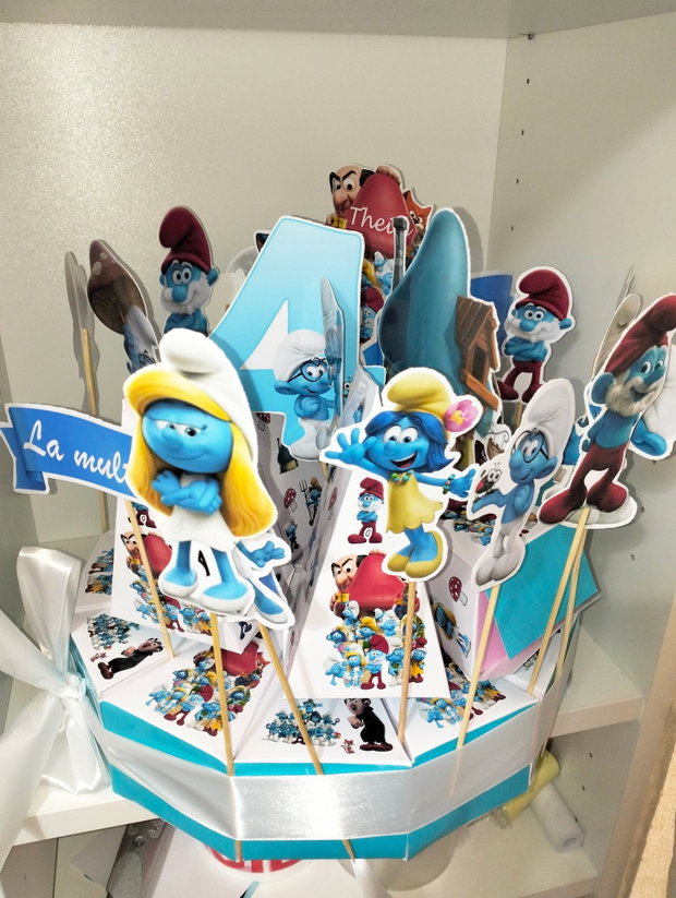 Cutie felie de tort decorativ festiv Smurf / strunfi