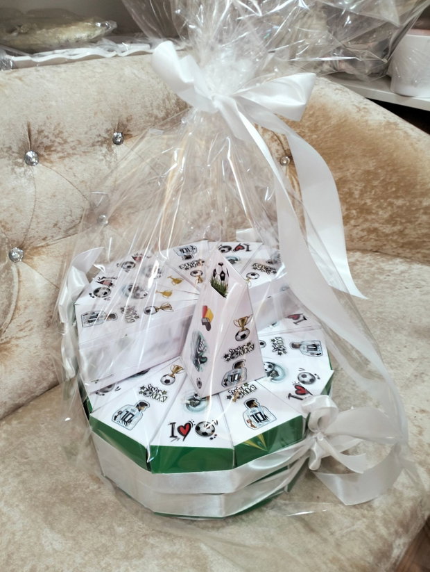 Cutie felie de tort decorativ fotbal