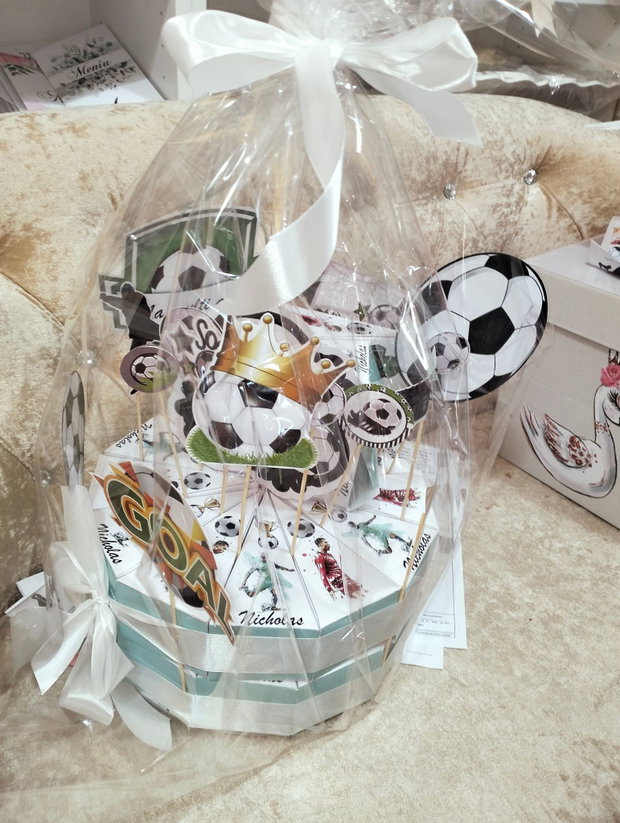 Cutie felie de tort decorativ fotbal