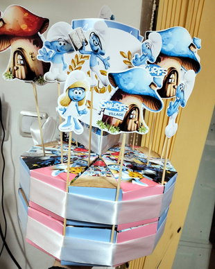 Cutie felie de tort decorativ festiv Smurf / Strunfi