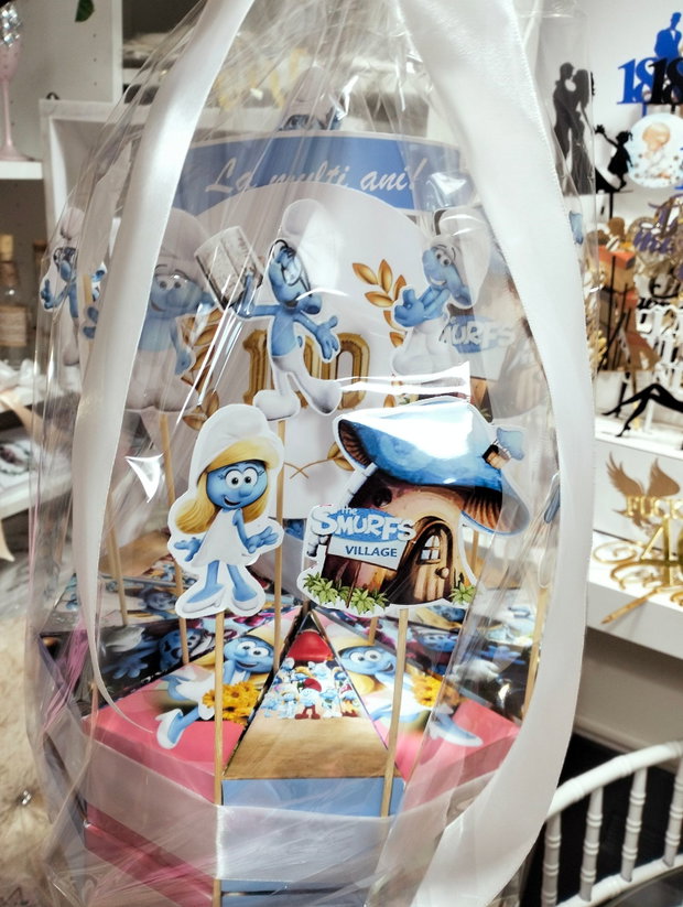 Cutie felie de tort decorativ festiv Smurf / Strunfi