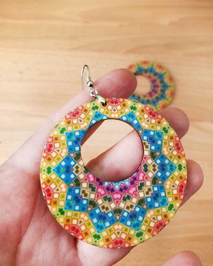 Cercei mari, cercei casual, cercei lemn. Cercei mandala