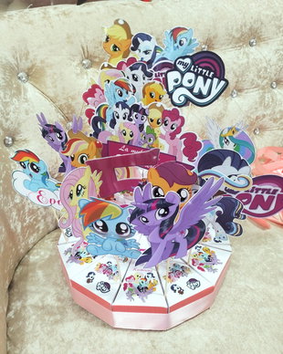 Cutie felie de tort decorativ aniversar Little Poney