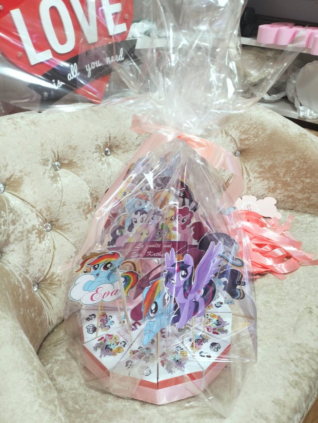 Cutie felie de tort decorativ aniversar Little Poney