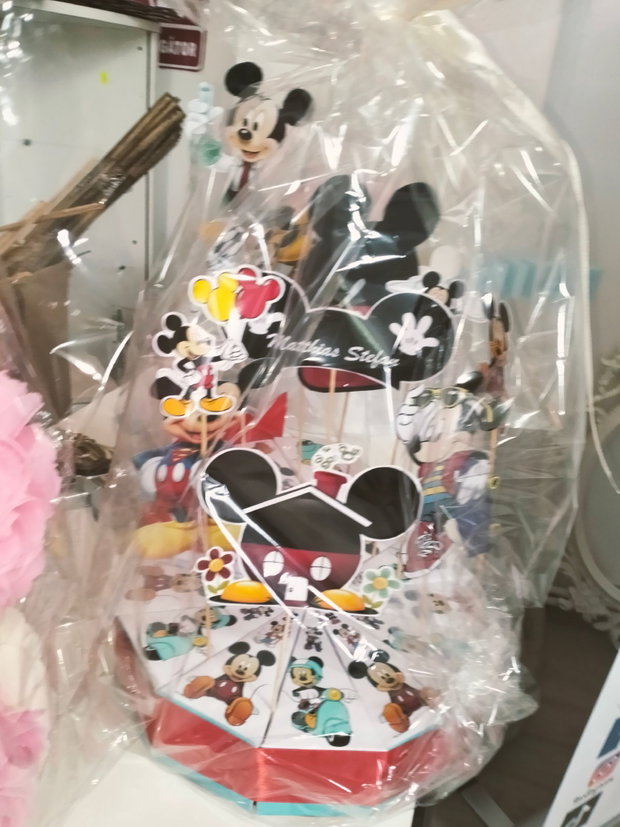 Cutie felie de tort decorativ festiv Mickey Mouse
