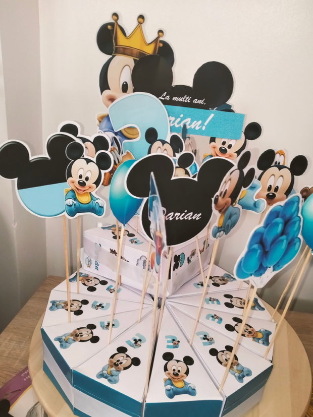 Cutie felie tort decorativ festiv Baby Mickey