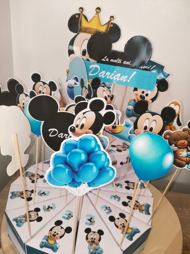 Cutie felie tort decorativ festiv Baby Mickey