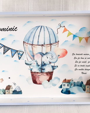 Tavita de mot baietel cu elefant în balon
