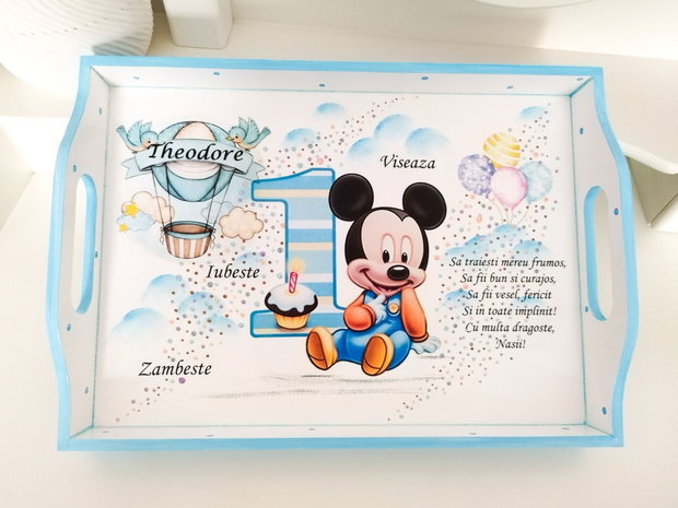 Tavita de mot baietel cu Mickey și cifra 1