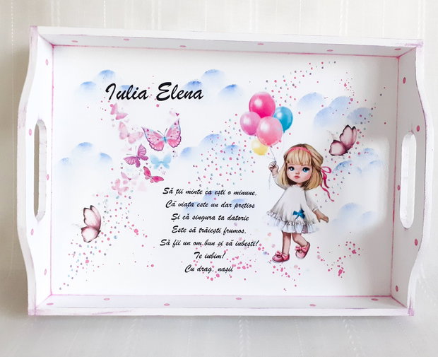 Tavita de mot fetita cu baloane