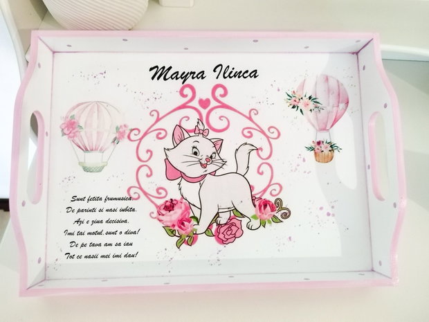 Tavita de mot fetita cu pisicuta Marie