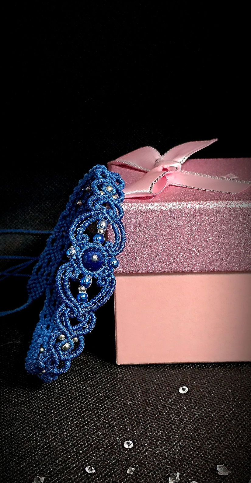 Colier Micro Macrame Cu Cristal Natural Lapis Lazuli