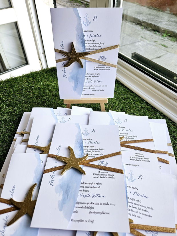 Invitatie nunta cu tematica Marina