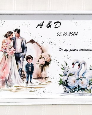 Tavita pentru mire cu familie și lebede