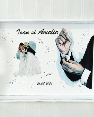 Tavita pentru mire cu tema mansetă și miri